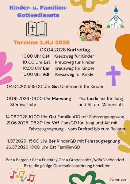 Kinder- und Familien- Gottesdienste ab 03.04.2026