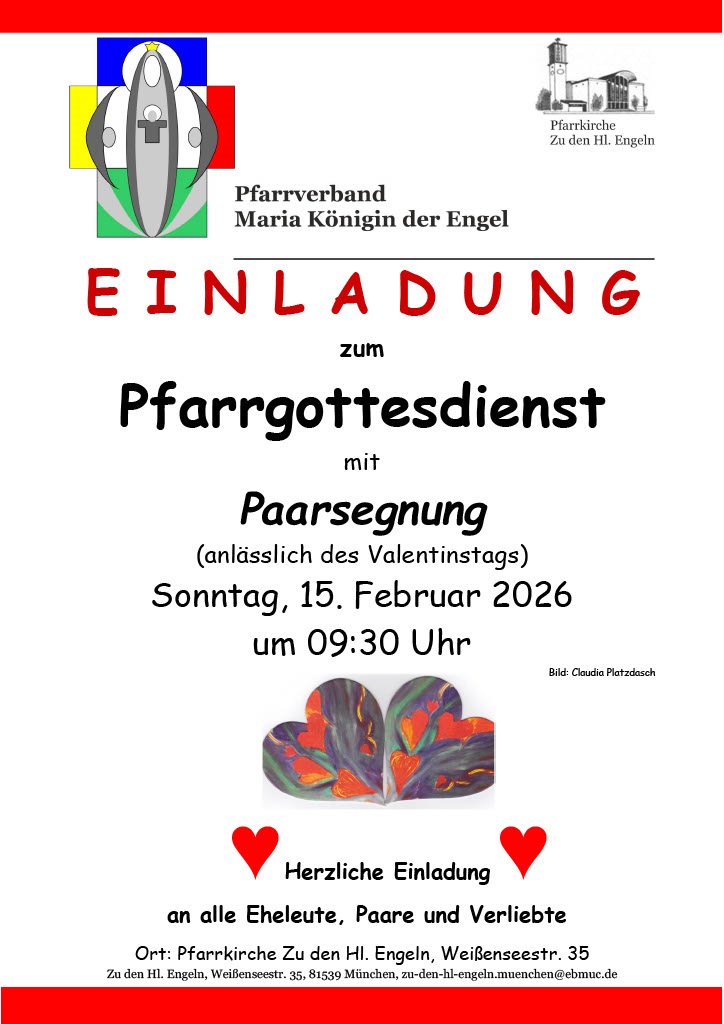 Einladung zum Gottesdienst mit Paarsegnung Zu den Hl. Engeln