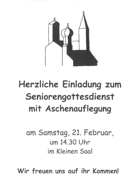 Herzliche Einladung zum Seniorengottesdienst