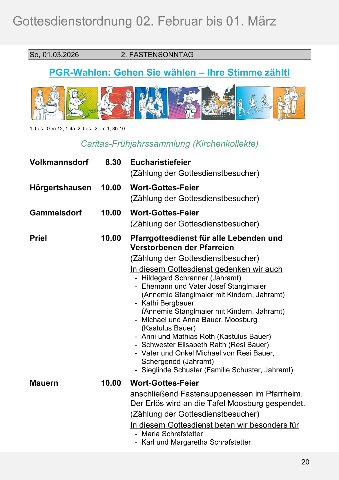 Pfarrblatt für die Pfarrverbände Hörgertshausen-Gammelsdorf und Mauern 02.Februar bis 01.März 2026 Seite 20