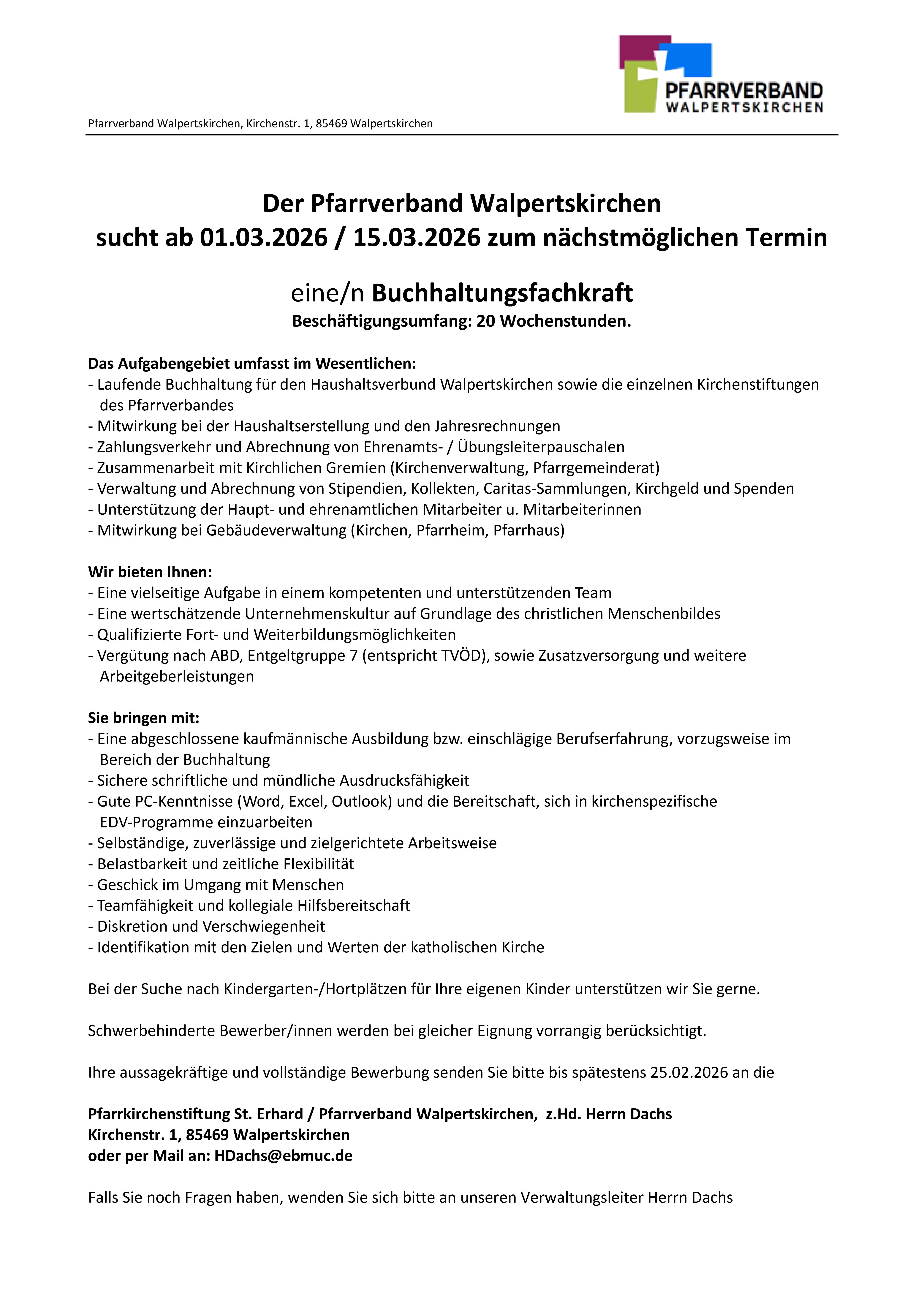 Stellenanzeige Buchhaltung