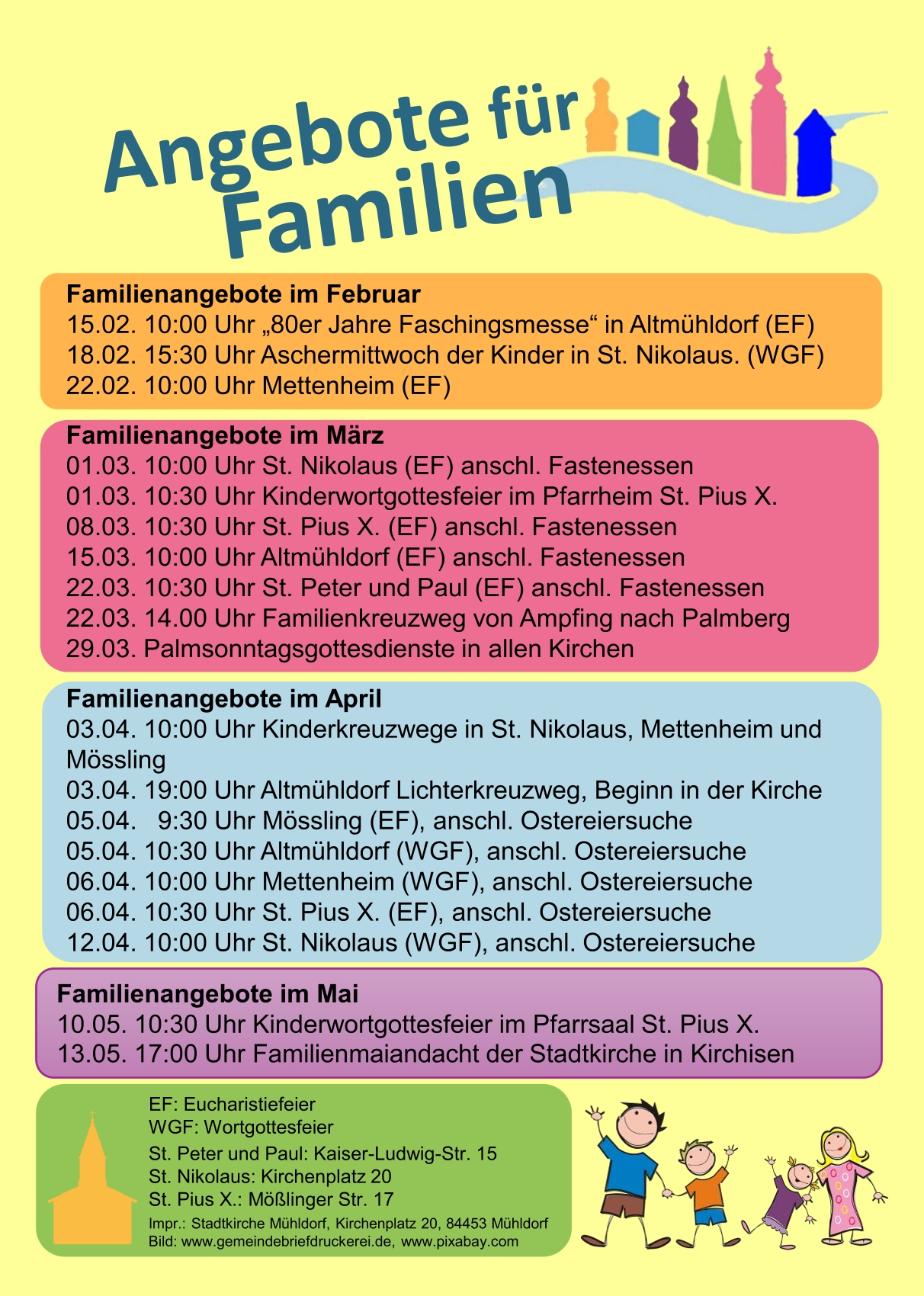Termine Familiengottesdienste Februar, März, April und Mai 2026