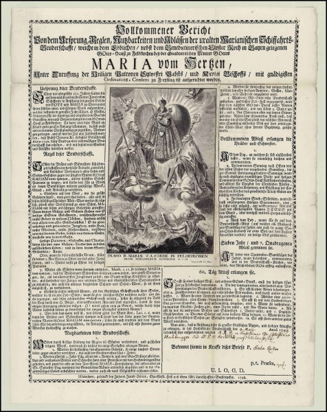 Bruderschaftsbrief der Schifffahrts-Bruderschaft in Feldkirchen bei Rott am Inn (Formular von 1748 mit Aufnahmeeintrag von 1749)