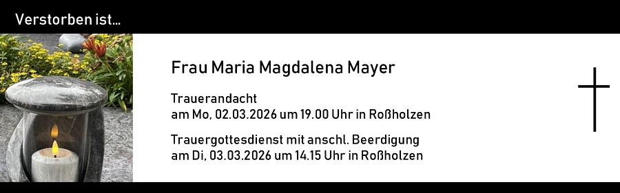 Traueranzeige Maria Magdalena Mayer