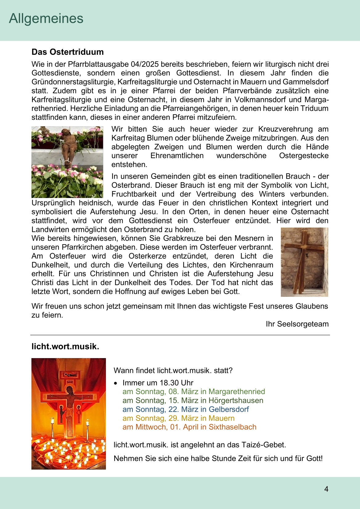 Pfarrblatt für die Pfarrverbände Hörgertshausen-Gammelsdorf und Mauern 02.März bis 06.April 2026 Seite 04