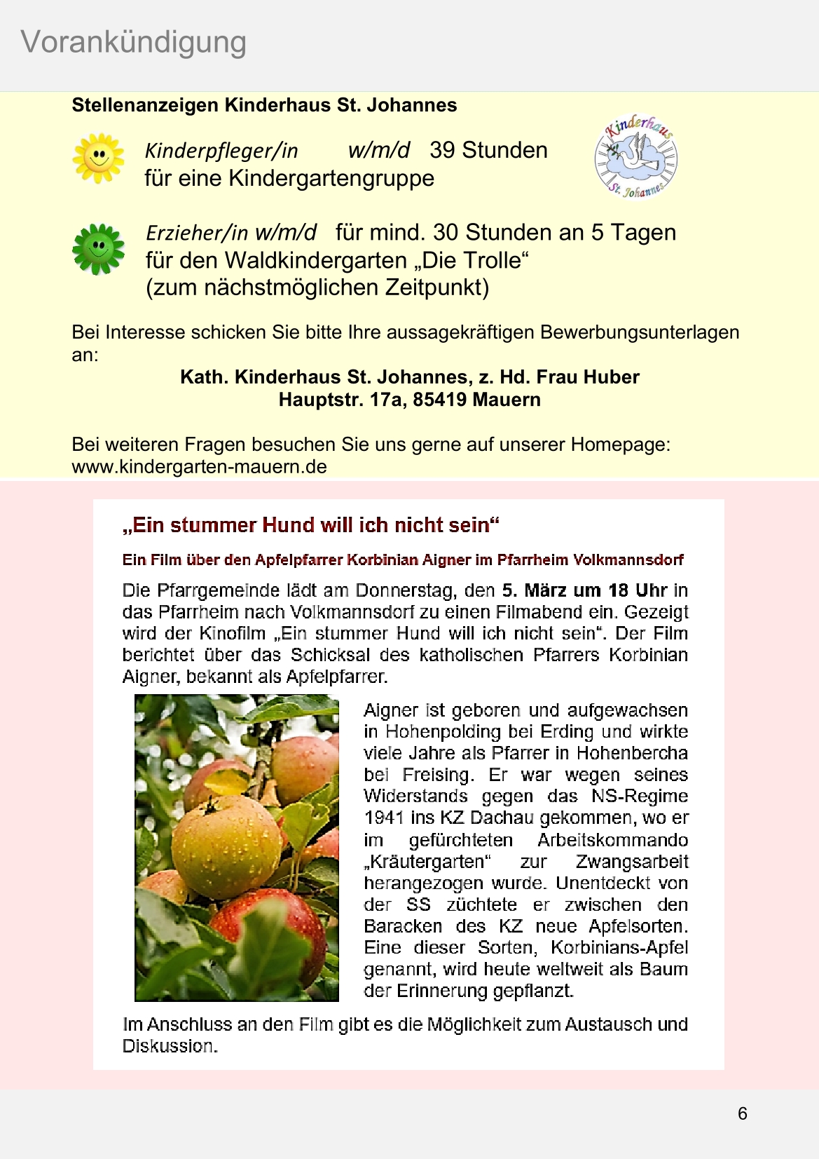 Pfarrblatt für die Pfarrverbände Hörgertshausen-Gammelsdorf und Mauern 02.März bis 06.April 2026 Seite 06
