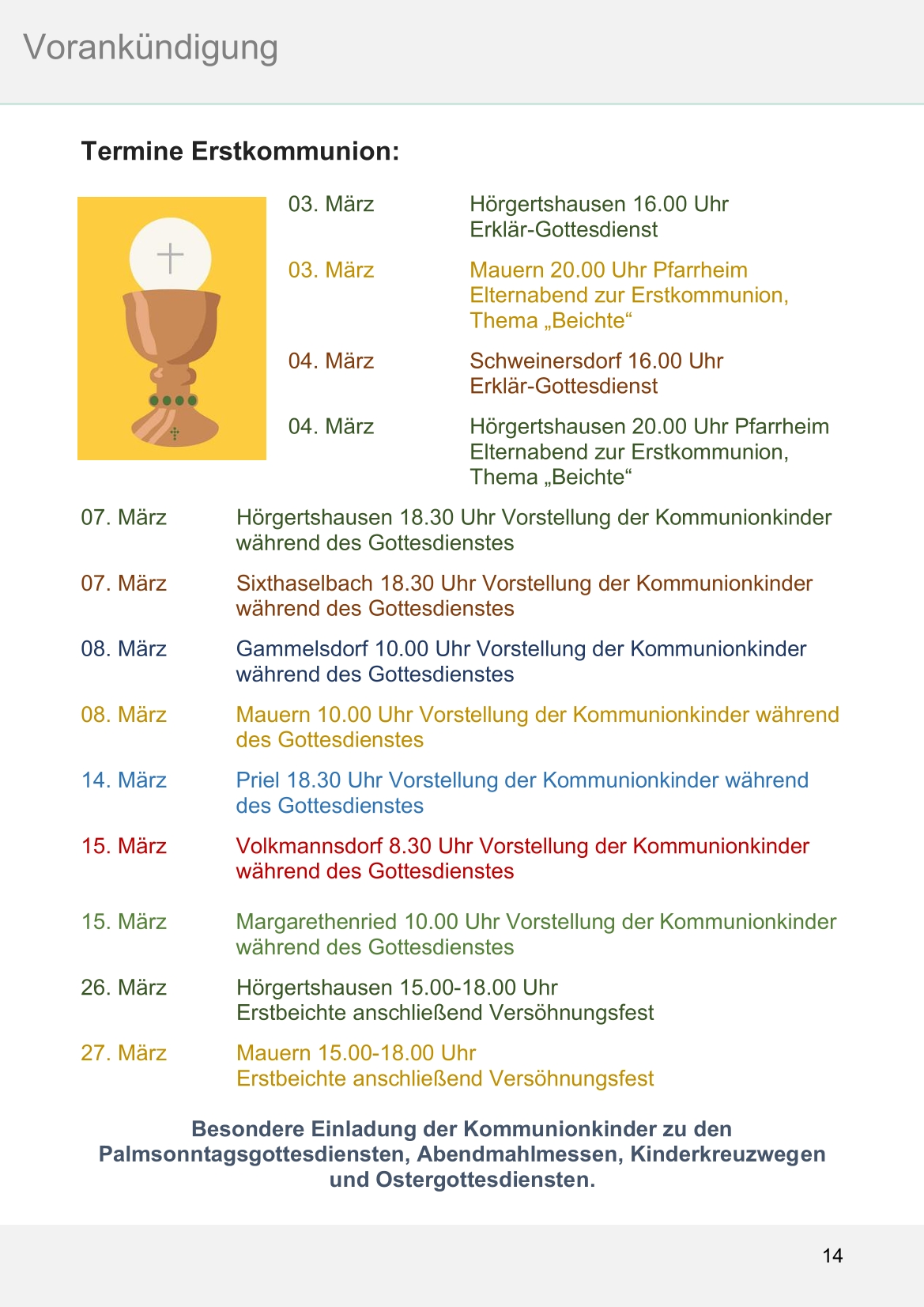 Pfarrblatt für die Pfarrverbände Hörgertshausen-Gammelsdorf und Mauern 02.März bis 06.April 2026 Seite 14