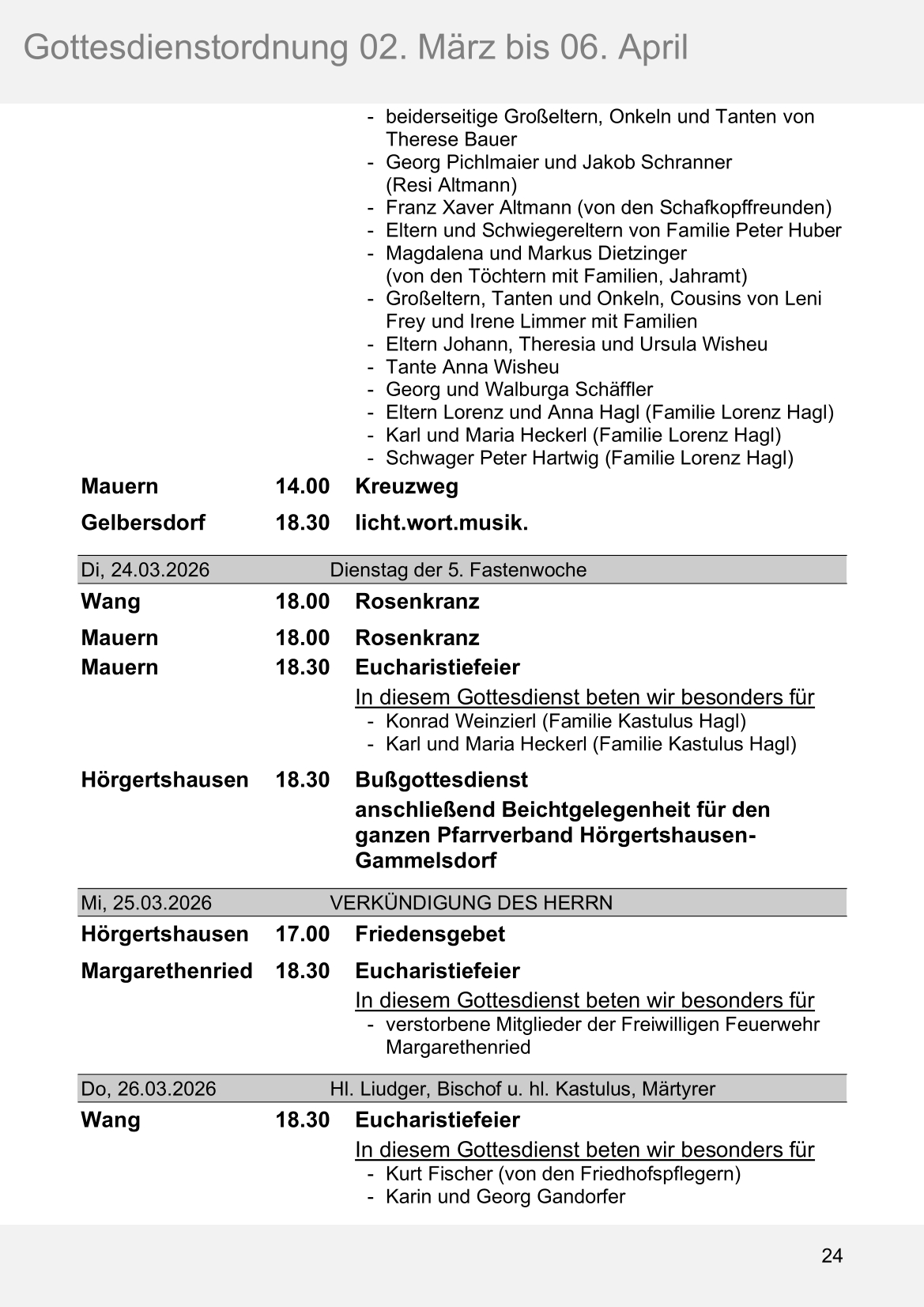 Pfarrblatt für die Pfarrverbände Hörgertshausen-Gammelsdorf und Mauern 02.März bis 06.April 2026 Seite 24