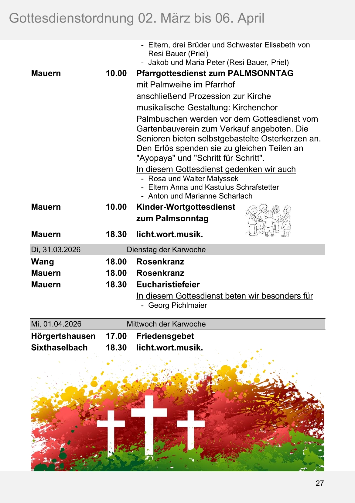 Pfarrblatt für die Pfarrverbände Hörgertshausen-Gammelsdorf und Mauern 02.März bis 06.April 2026 Seite 27