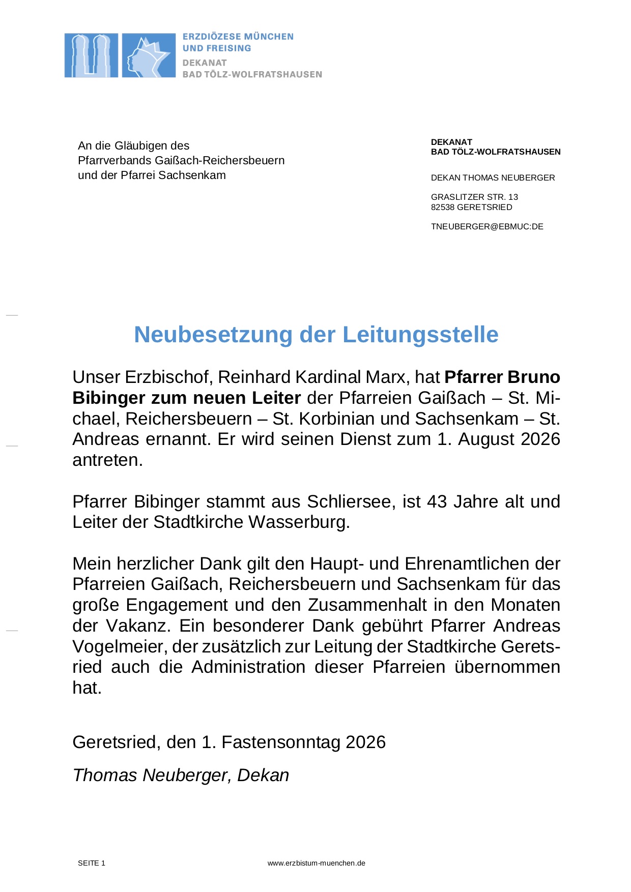 2026 Bekanntmachung Leiter GA RB SA
