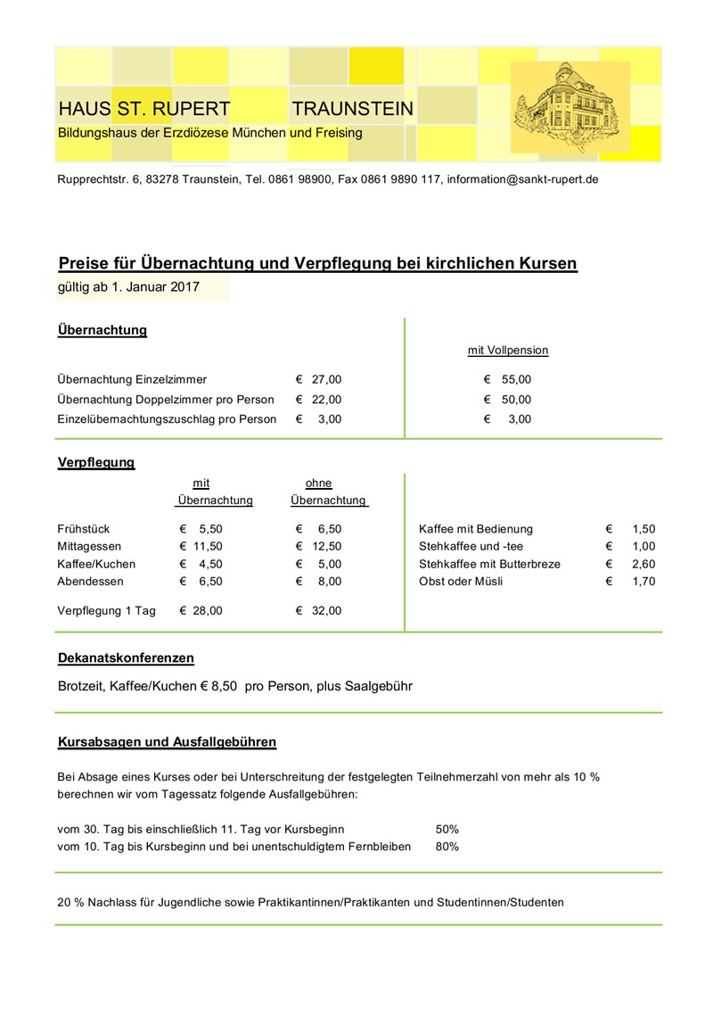 Gastehauser In Der Erzdiozese Munchen Und Freising